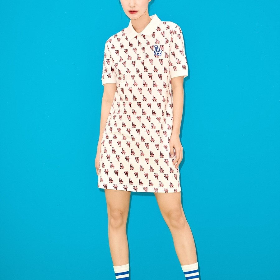 Đầm MLB Women's Classic Monogram Collar Dress LA Dodgers Cream