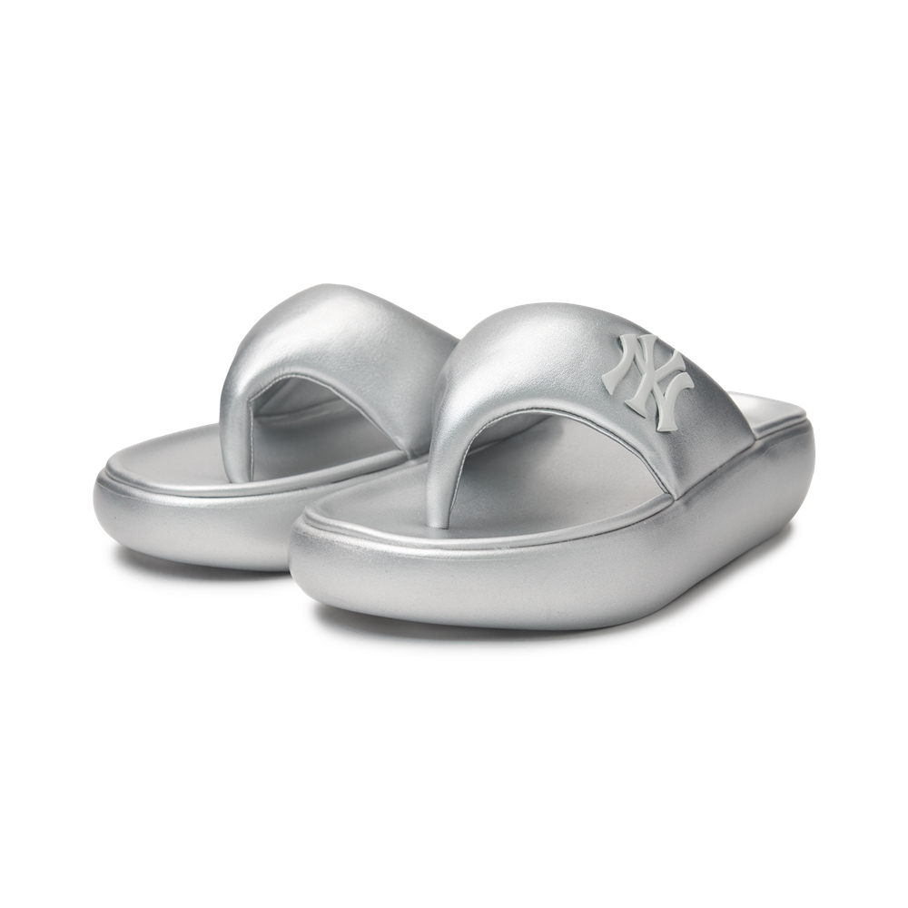 Dép MLB Korea Base Flip Flop Silver New York Yankees Grey