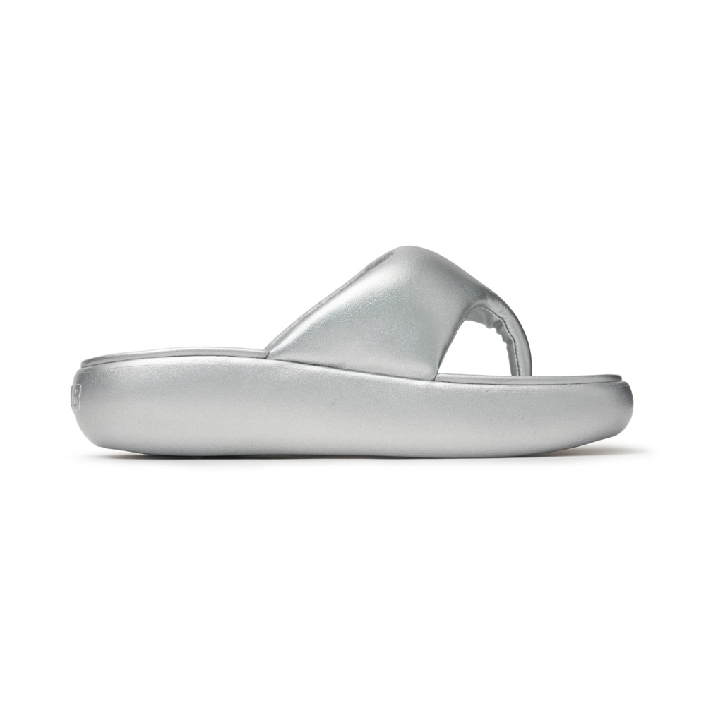 Dép MLB Korea Base Flip Flop Silver New York Yankees Grey