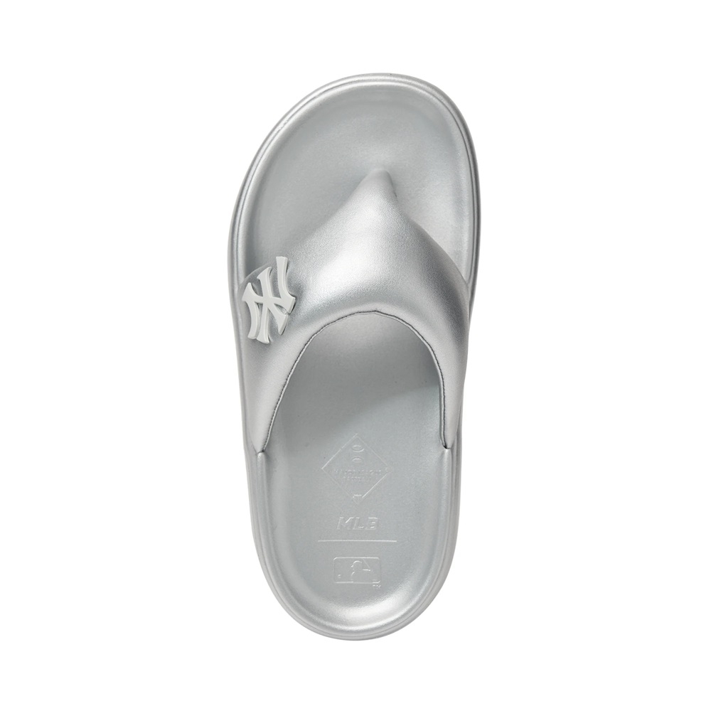 Dép MLB Korea Base Flip Flop Silver New York Yankees Grey