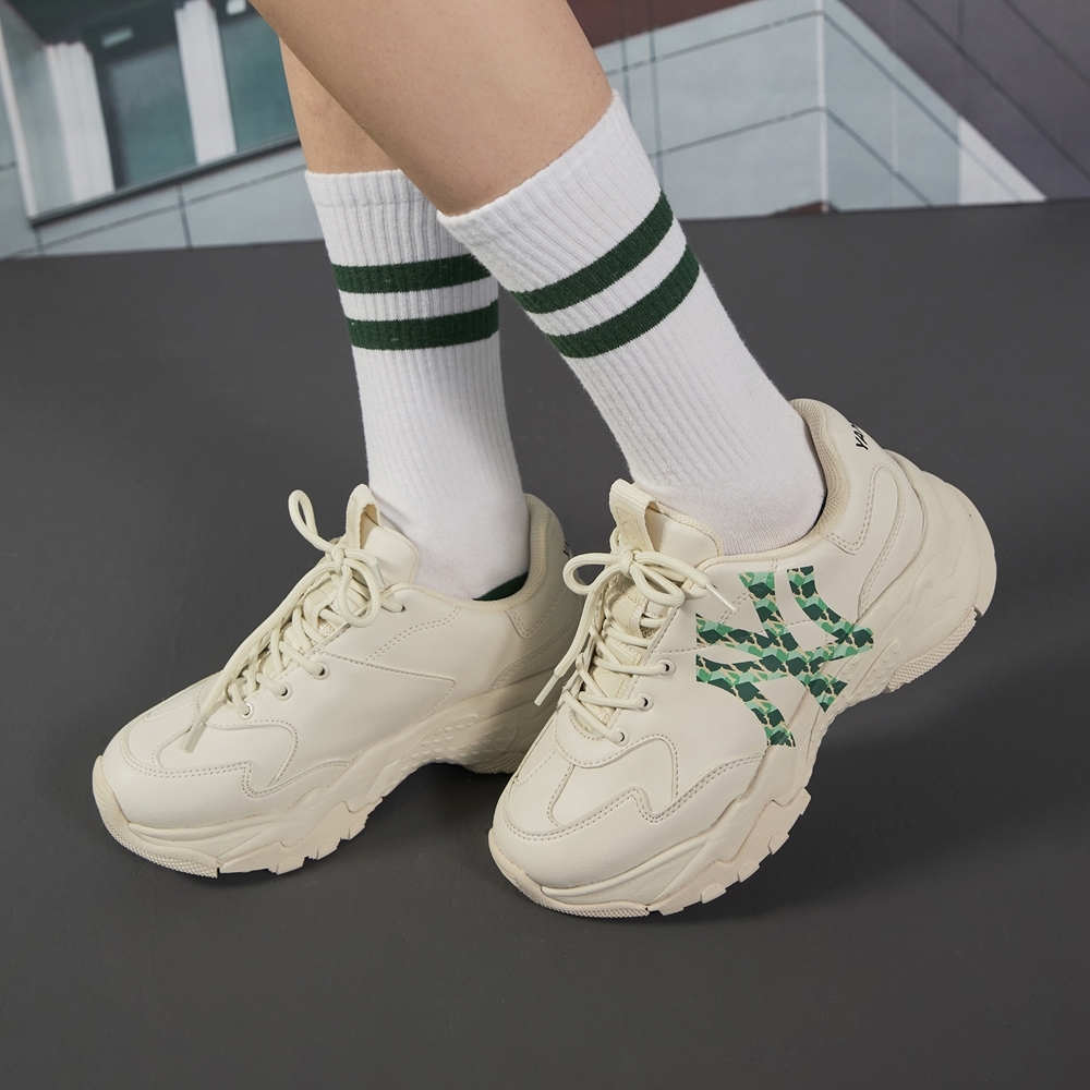 Giày MLB BigBall Chunky Cube Monogram New York Yankees Ivory