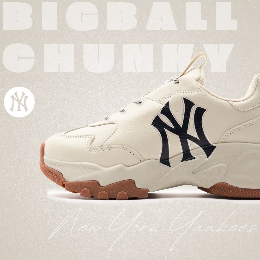 Giày MLB Korea BigBall Chunky Embo New York Yankees Cream