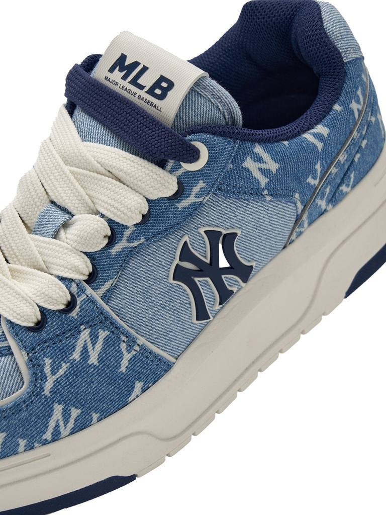 Giày MLB Korea Chunky Liner Denim Classic Mono New York Yankees Blue