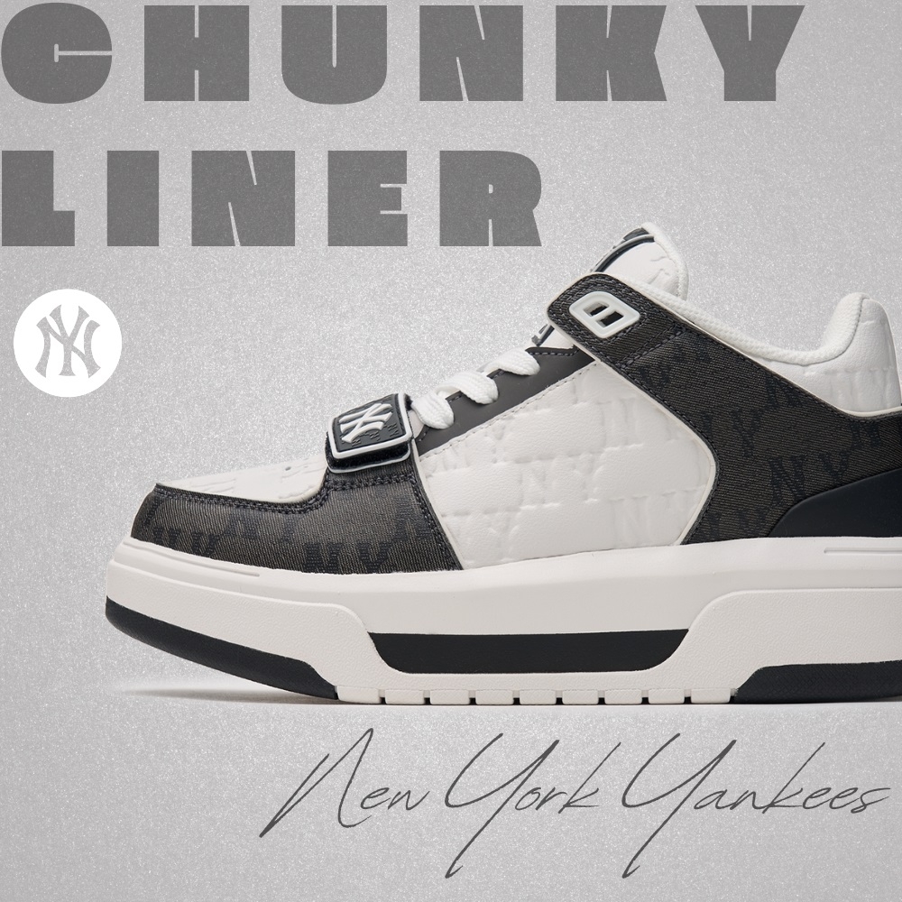 Giày MLB Cổ Cao Chunky Liner Mid Classic Monogram New York Yankees Black