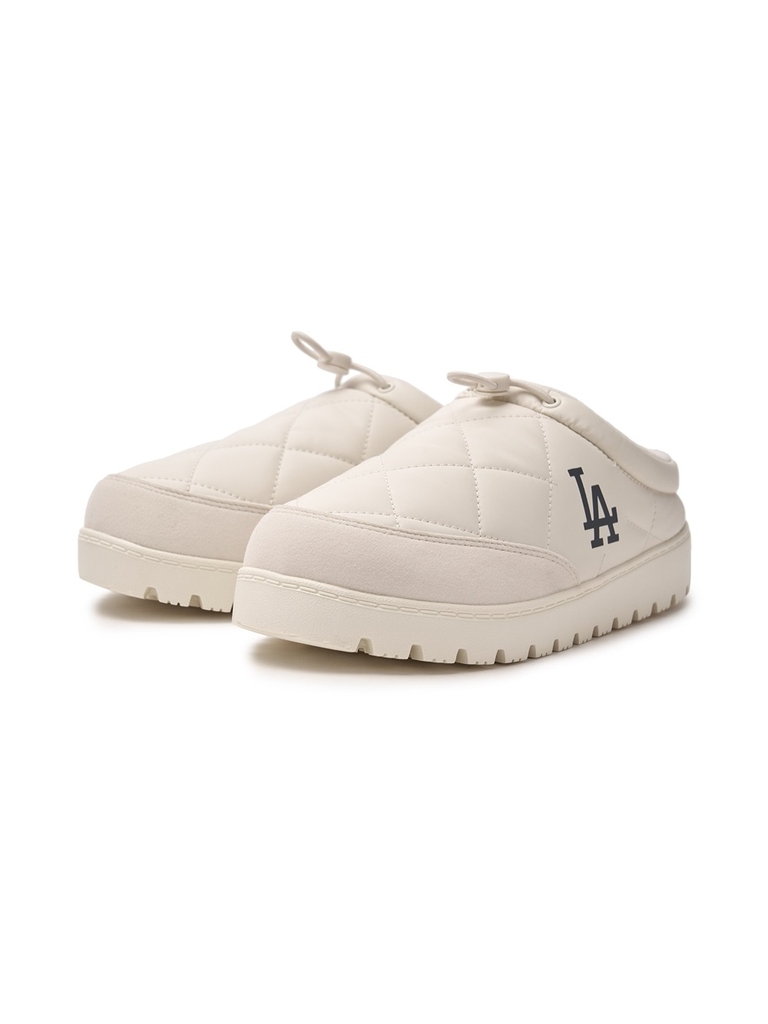 Giày MLB Korea Plush Quilted Mule LA Dodgers Cream