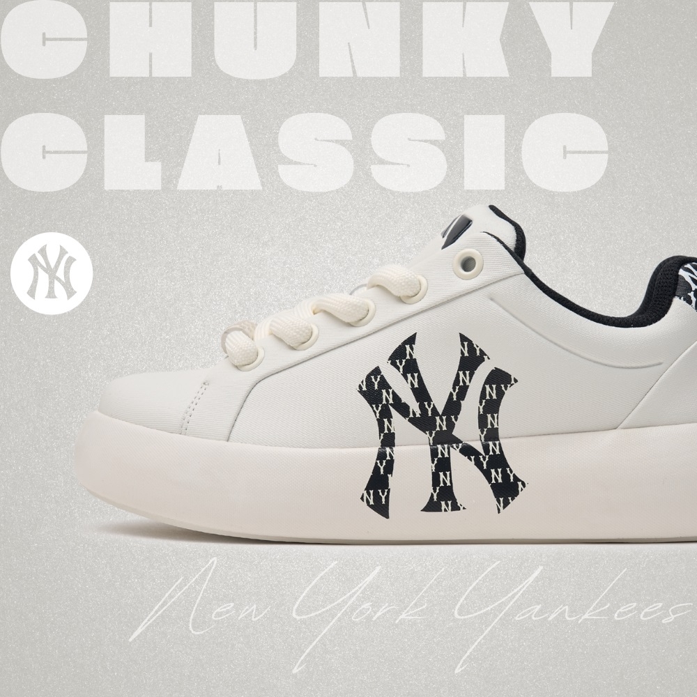 Giày MLB Korea Chunky Classic Base Heel Monogram New York Yankees Black