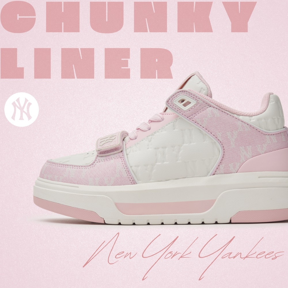Giày MLB Cổ Cao Chunky Liner Mid Classic Mono New York Yankees Pink