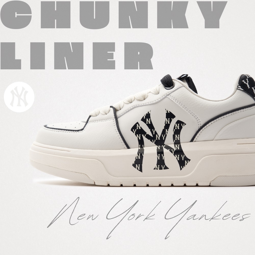 Giày MLB Korea Chunky Liner Classic Monogram New York Yankees White