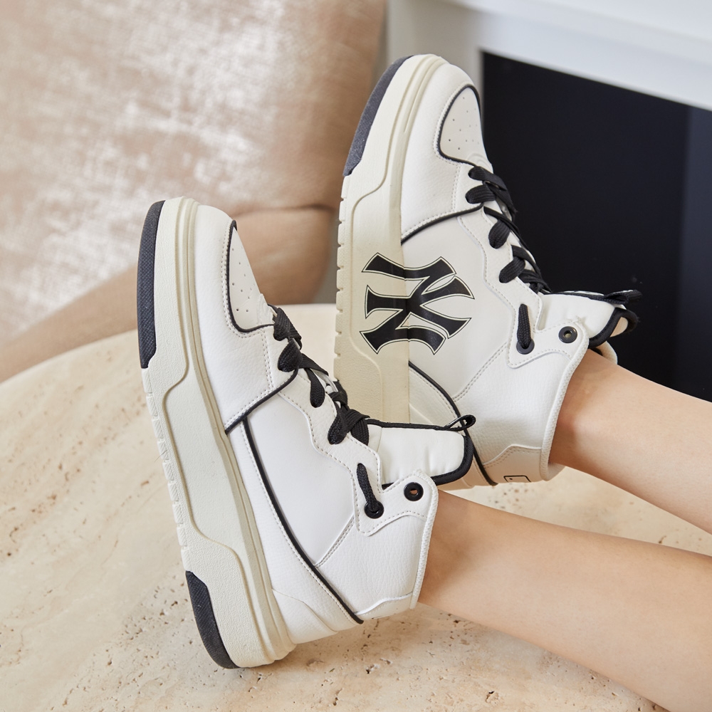 Giày MLB Cổ Cao Chunky Liner High New York Yankees Ivory
