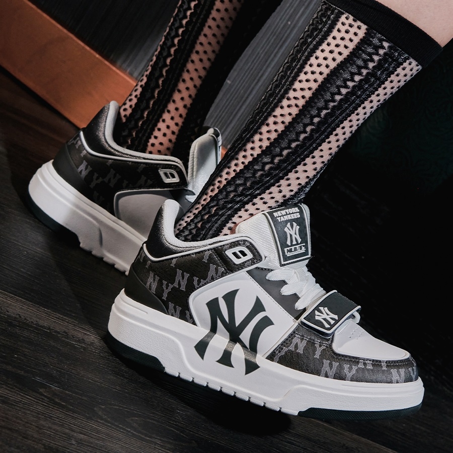 Giày MLB Cổ Cao Chunky Liner Mid Denim New York Yankees Black