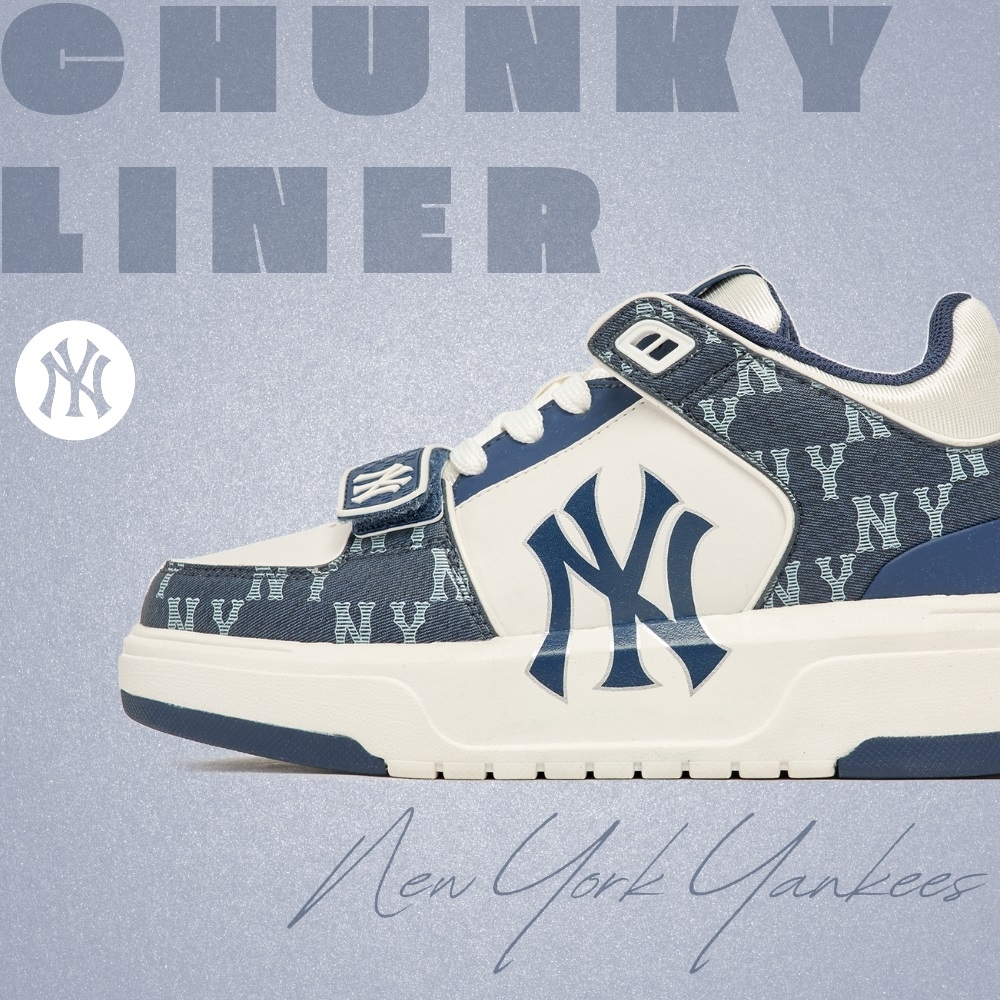 Giày MLB Cổ Cao Chunky Liner Mid Denim New York Yankees D.Navy