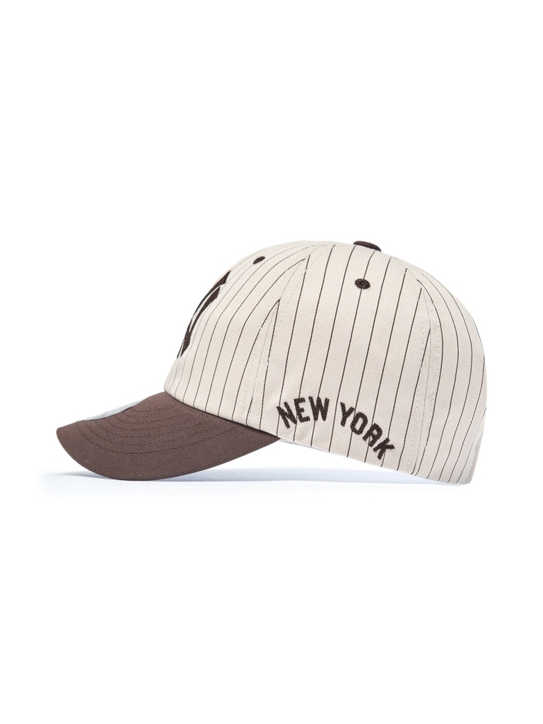 Mũ Lưỡi Trai MLB Signature Stripe Unstructured Ball Cap New York Yankees Brown [Karina PICK]