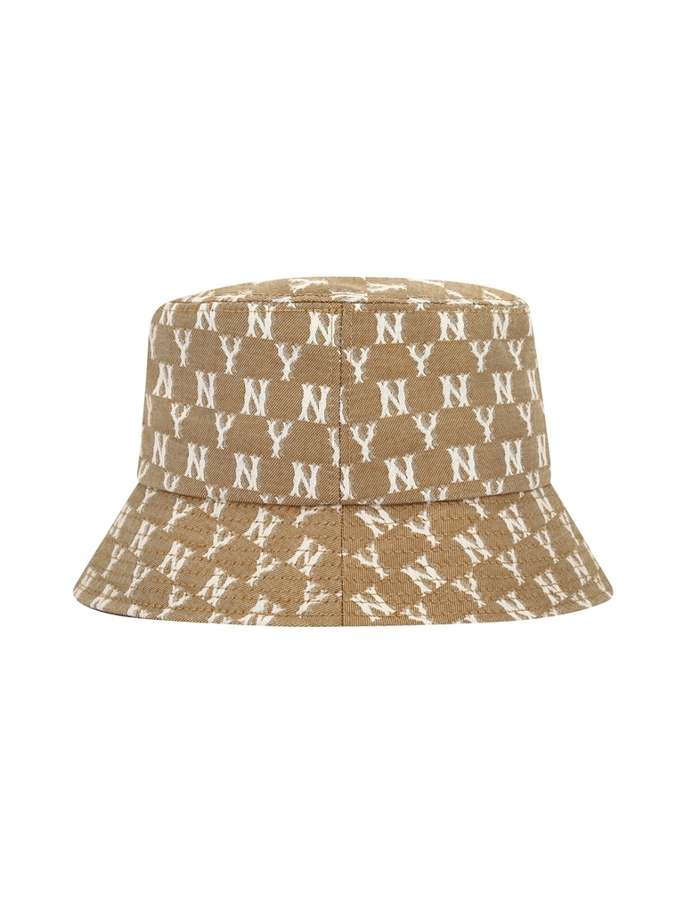 Nón Bucket MLB Classic Mono Jacquard Bucket Hat New York Yankees Beige
