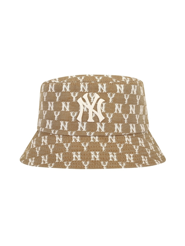 Nón Bucket MLB Classic Mono Jacquard Bucket Hat New York Yankees Beige