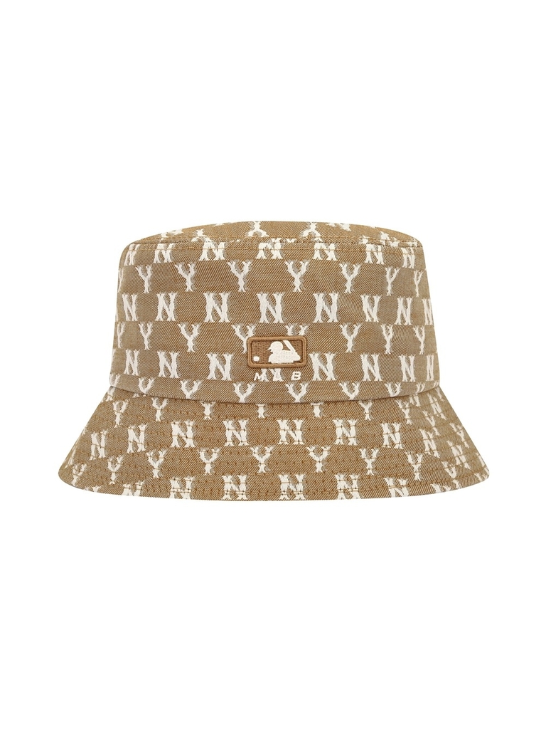 Nón Bucket MLB Classic Mono Jacquard Bucket Hat New York Yankees Beige