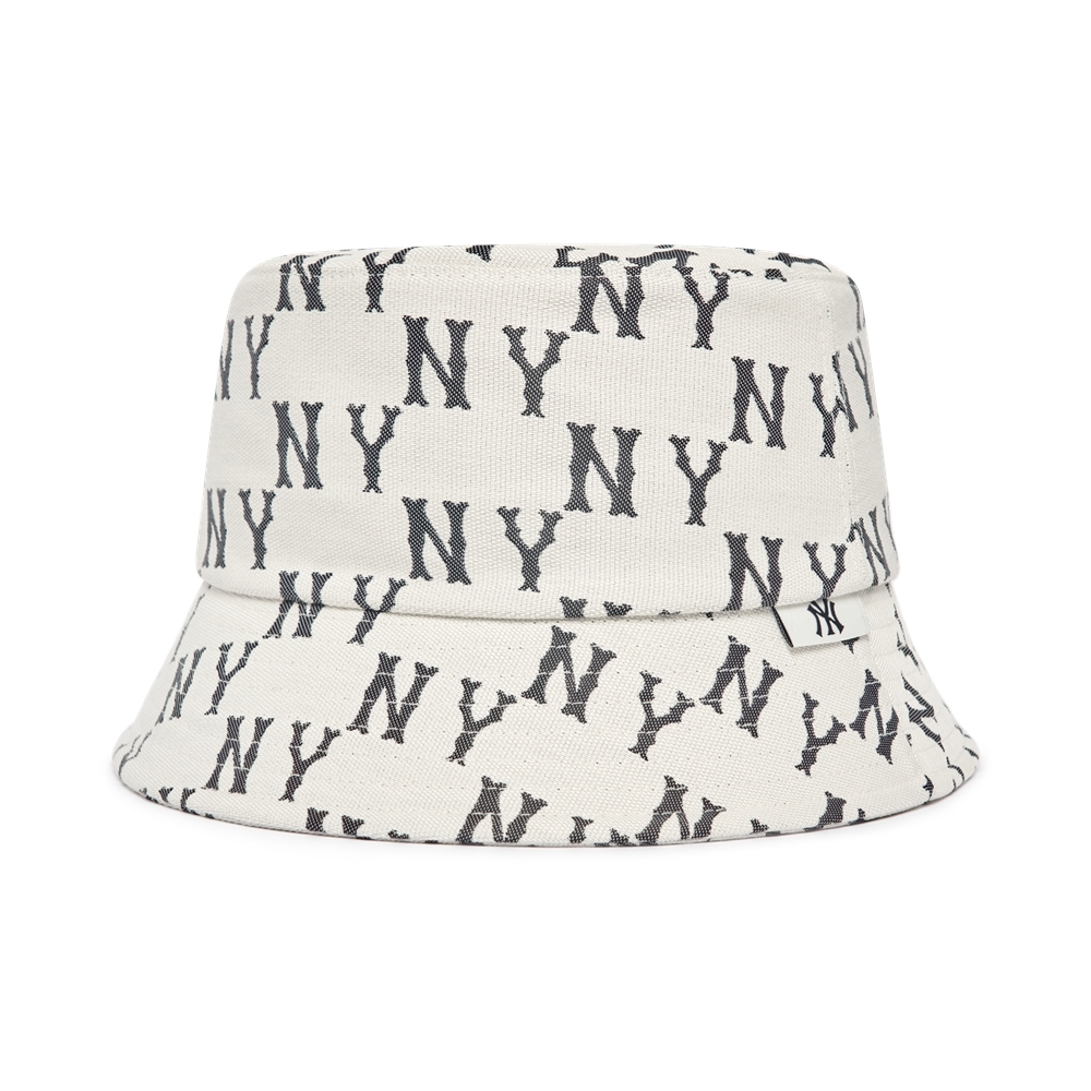 Nón MLB Bic Classic Monogram Bucket Hat New York Yankees Cream