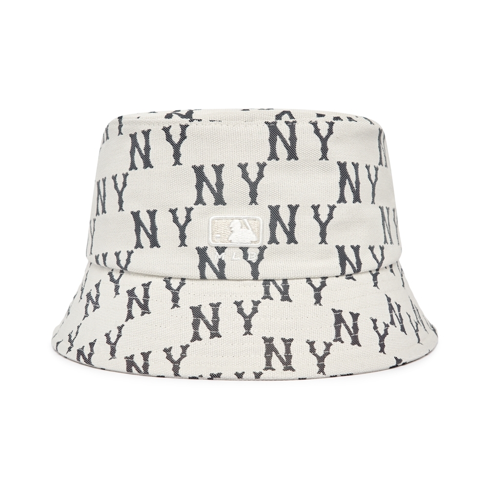 Nón MLB Bic Classic Monogram Bucket Hat New York Yankees Cream