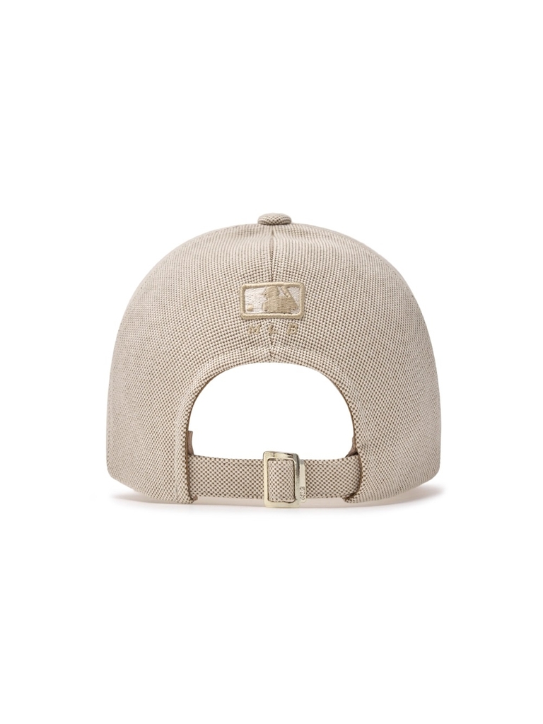 Nón MLB Korea Basic Canvas Leather Logo Structure Ball Cap Boston Red Sox Cream