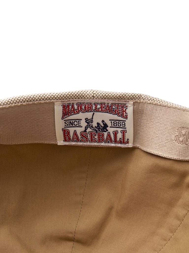 Nón MLB Korea Basic Canvas Leather Logo Structure Ball Cap Boston Red Sox Cream