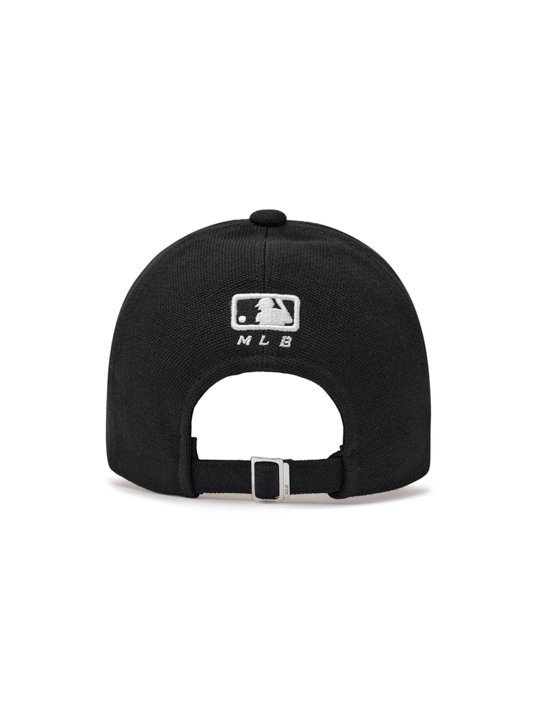 Nón MLB Korea Basic Canvas Leather Logo Structure Ball Cap Cleveland Guardians Black