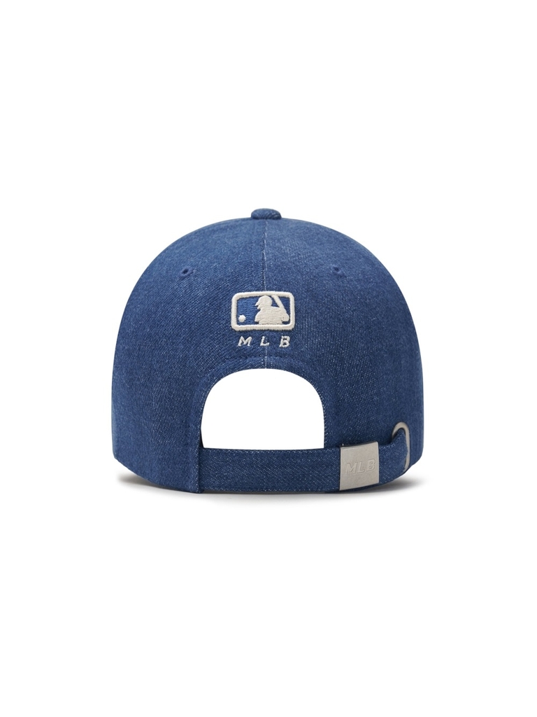 Nón MLB Korea Varsity Culsive Lettering Denim Unstructured Ball Cap LA Dodgers Indigo