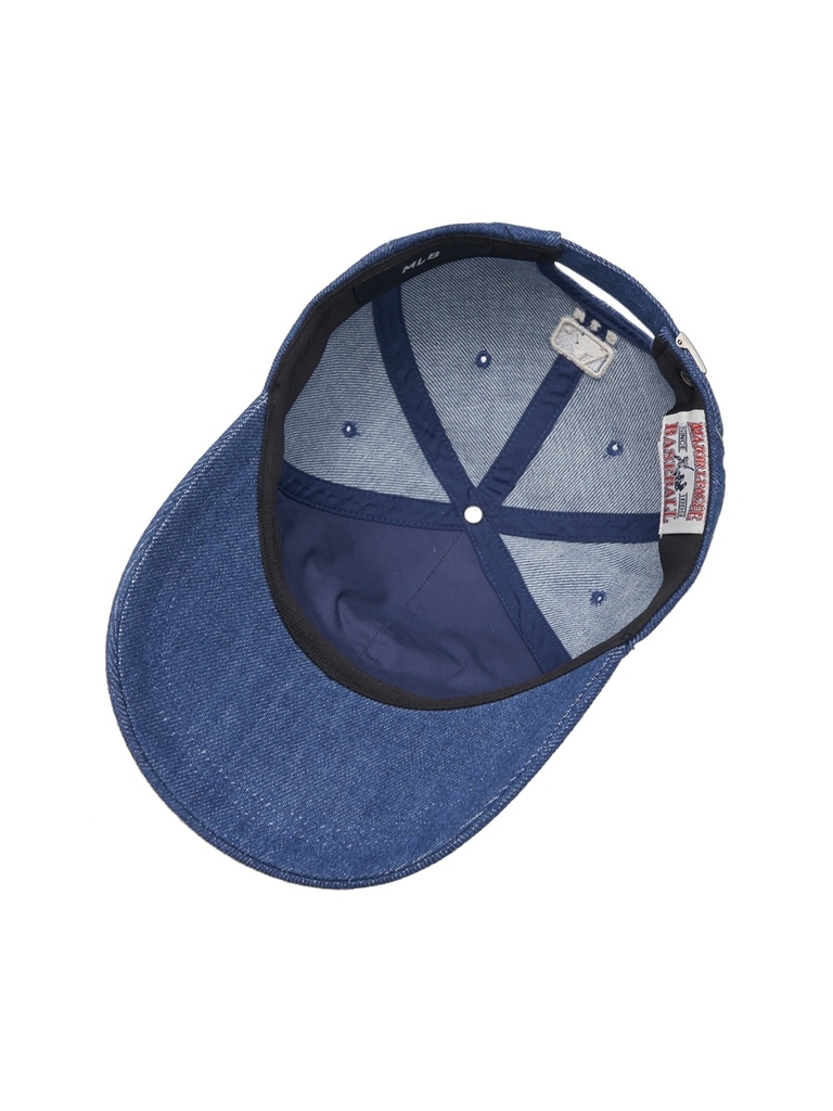 Nón MLB Korea Varsity Culsive Lettering Denim Unstructured Ball Cap LA Dodgers Indigo