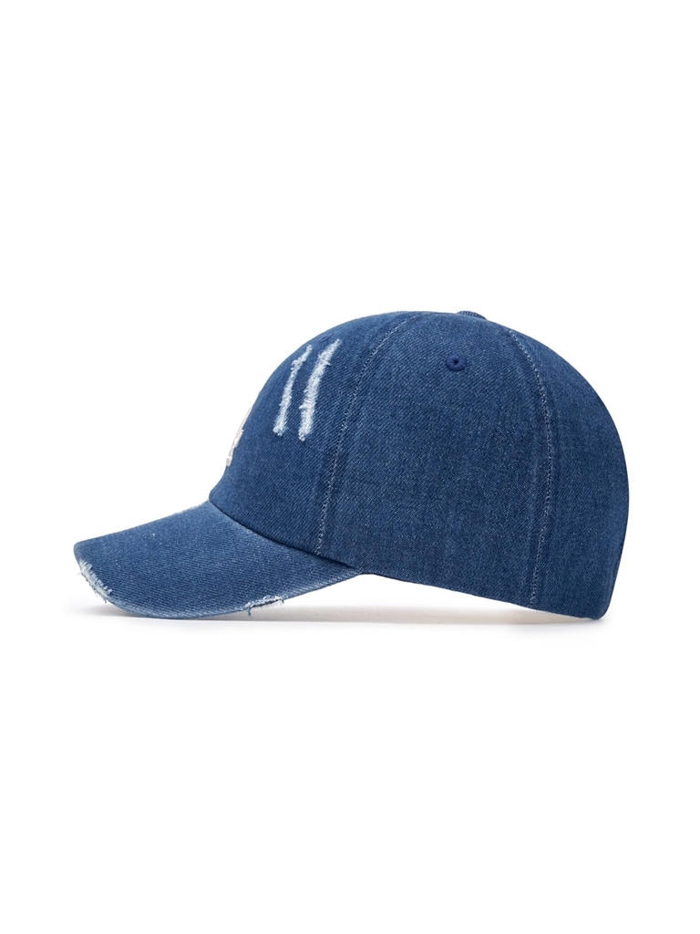 Nón MLB Korea Damaged Washed Denim Unstructured Ball Cap LA Dodgers Indigo