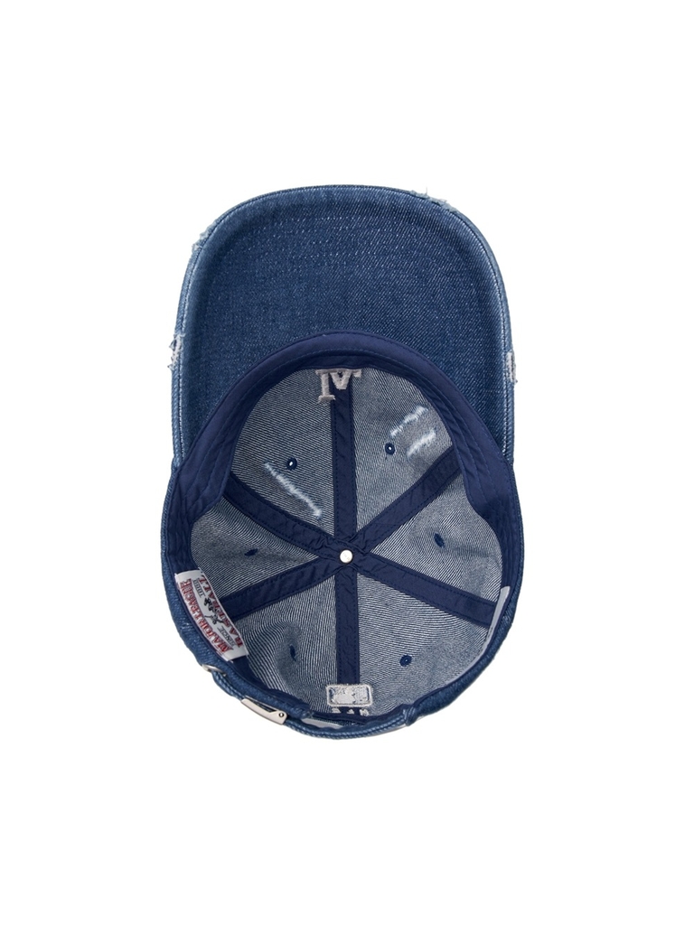 Nón MLB Korea Damaged Washed Denim Unstructured Ball Cap LA Dodgers Indigo