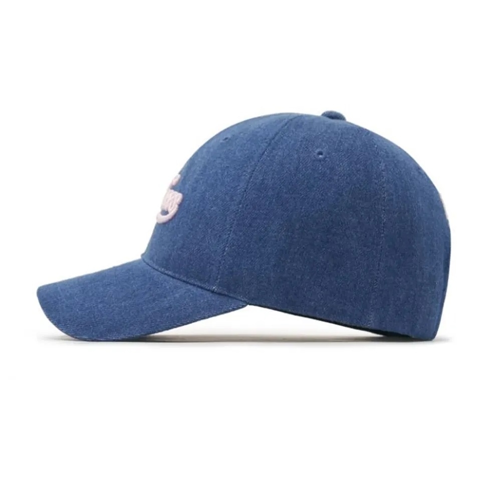 Nón MLB Korea Varsity Culsive Lettering Denim Unstructured Ball Cap New York Yankees Indigo