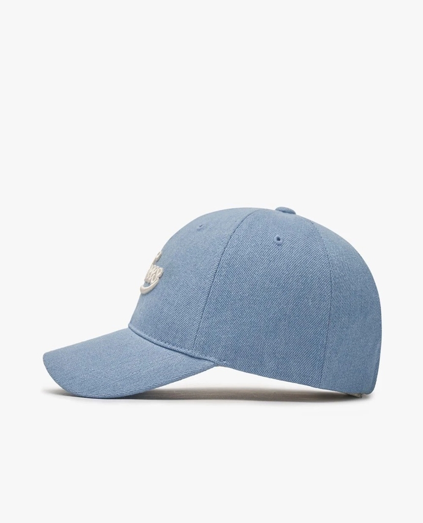 Nón MLB Korea Varsity Culsive Lettering Denim Unstructured Ball Cap New York Yankees Blue