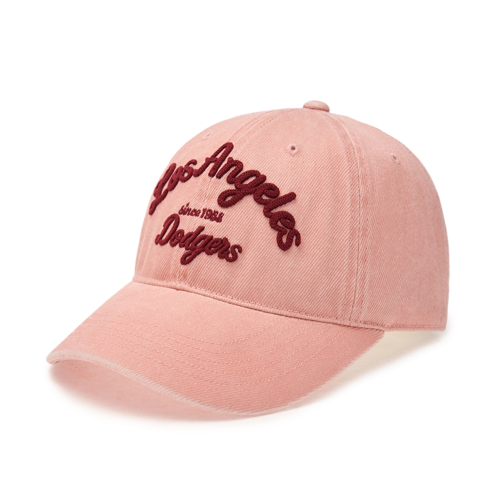 Nón MLB Korea Varsity Lettering Color Denim Unstructured Ball Cap LA Dodgers Pink