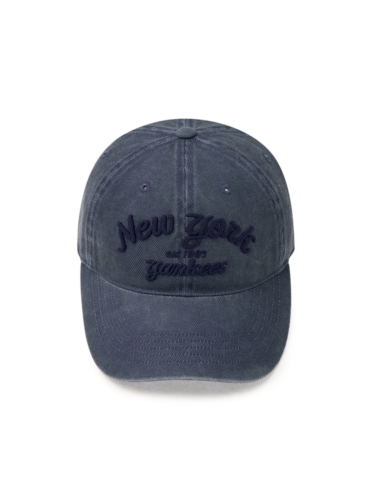 Nón MLB Korea Varsity Lettering Color Denim Unstructured Ball Cap New York Yankees Indigo