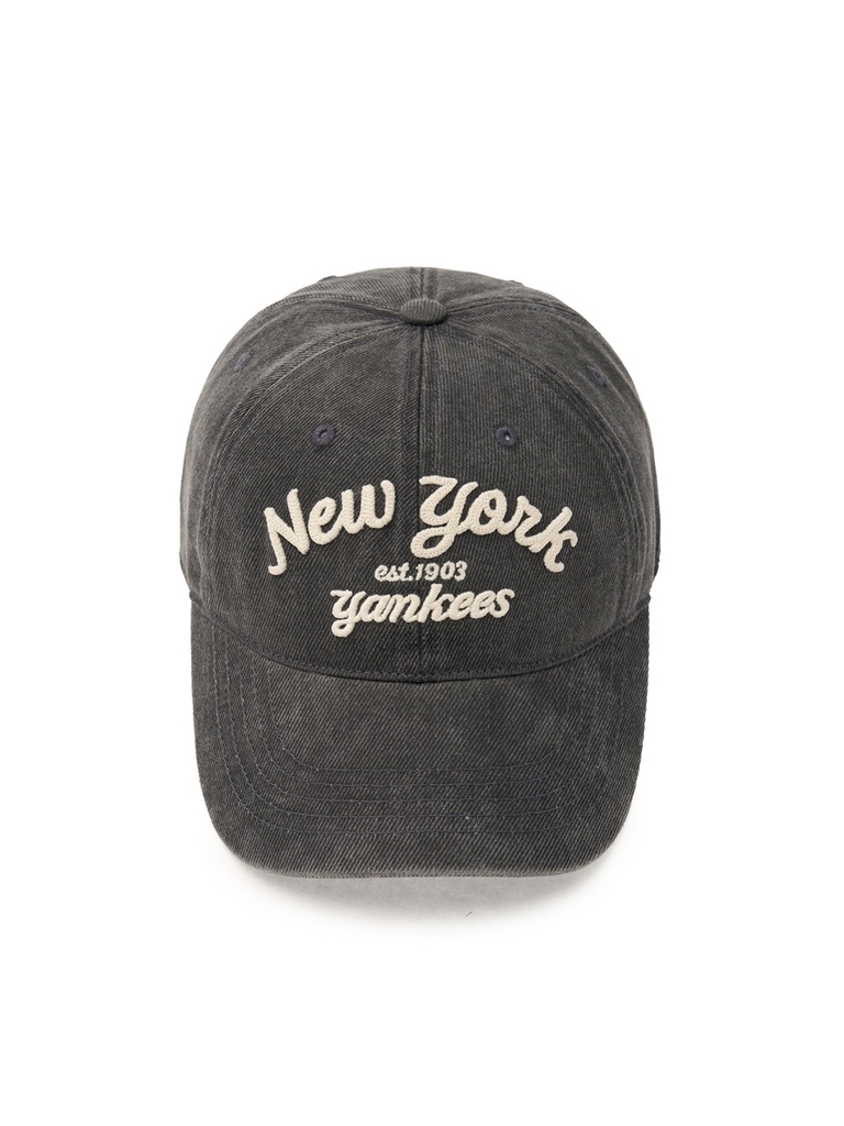 Nón MLB Korea Varsity Lettering Color Denim Unstructured Ball Cap New York Yankees Grey