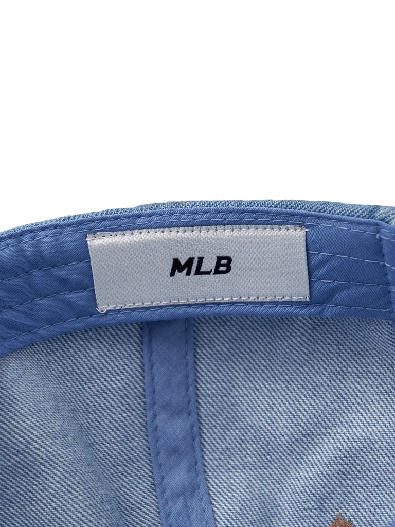 Nón MLB Korea Damaged Washed Denim Unstructured Ball Cap New York Yankees Blue