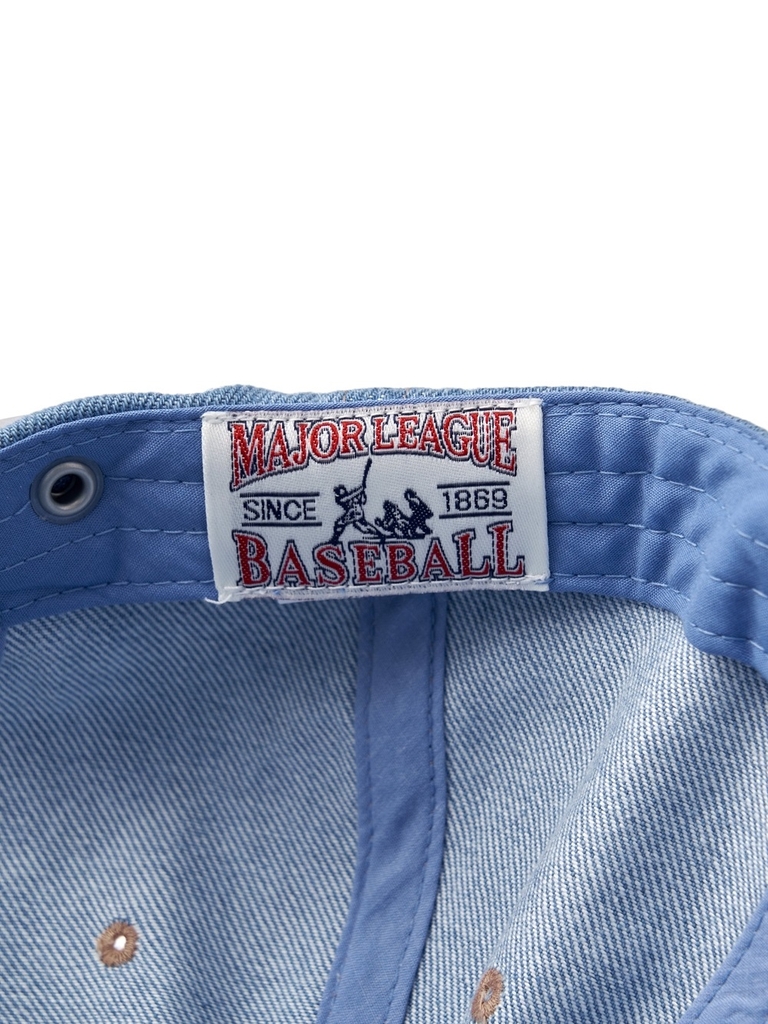 Nón MLB Korea Damaged Washed Denim Unstructured Ball Cap New York Yankees Blue