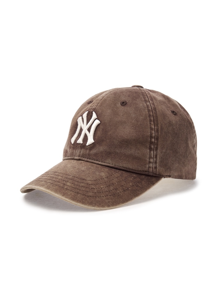 Nón MLB Korea Heavy Washed Unstructured Ball Cap New York Yankees Brown