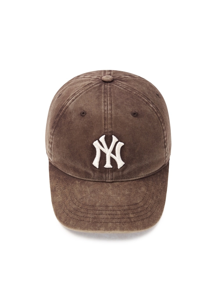 Nón MLB Korea Heavy Washed Unstructured Ball Cap New York Yankees Brown