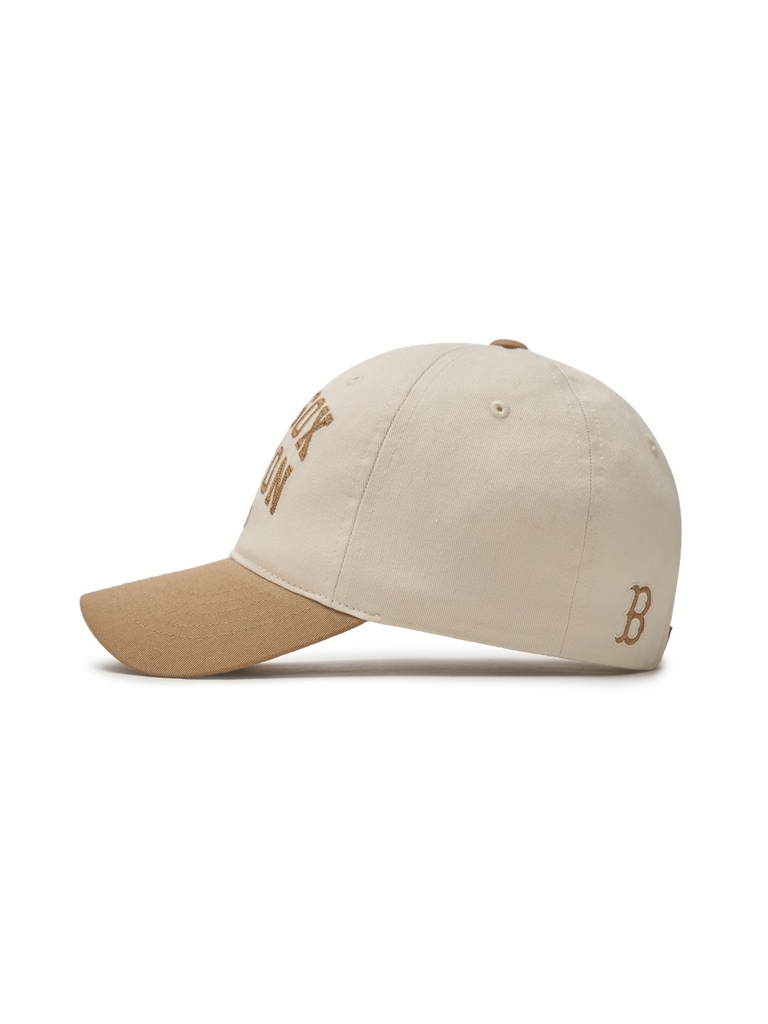 Nón MLB Korea Lettering Color Block Unstructured Ball Cap Boston Red Sox Beige