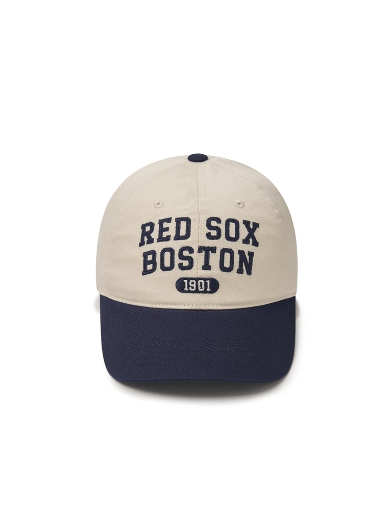 Nón MLB Korea Lettering Color Block Unstructured Ball Cap Boston Red Sox Navy