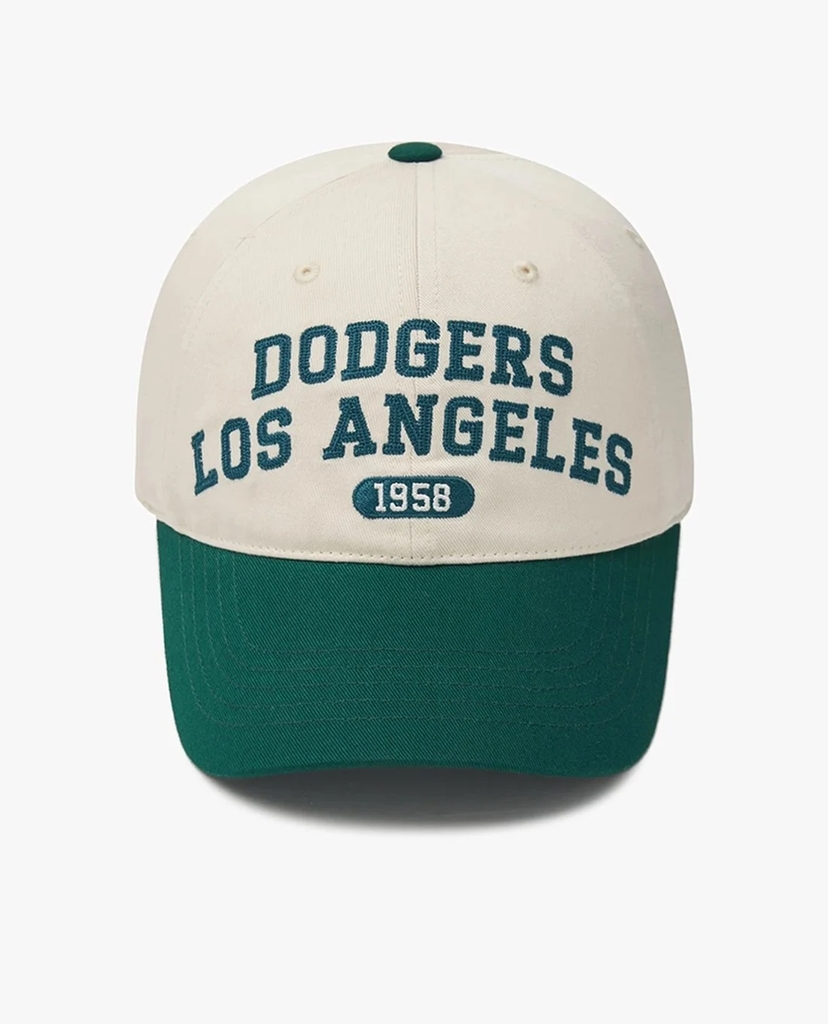 Nón MLB Korea Lettering Color Block Unstructured Ball Cap LA Dodgers Green