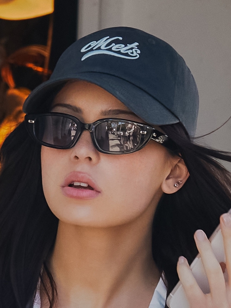 Nón MLB Korea Culsive Lettering Unstructured Ball Cap New York Mets Grey