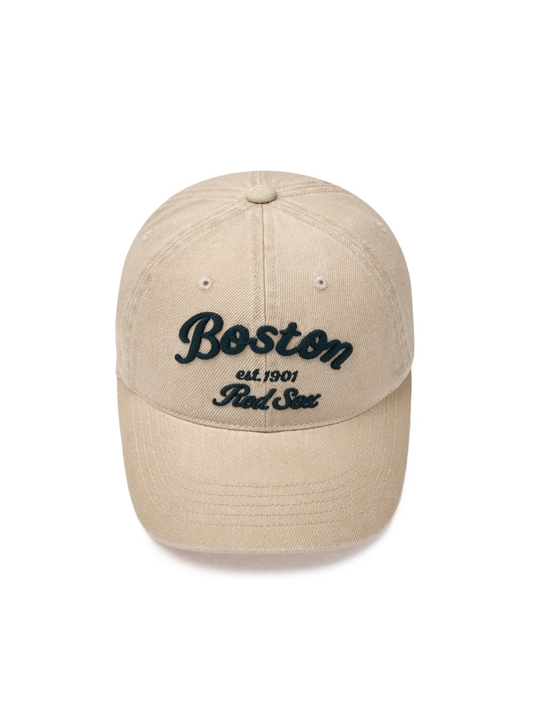 Nón MLB Korea Varsity Lettering Pigment Unstructured Ball Cap Boston Red Sox Beige