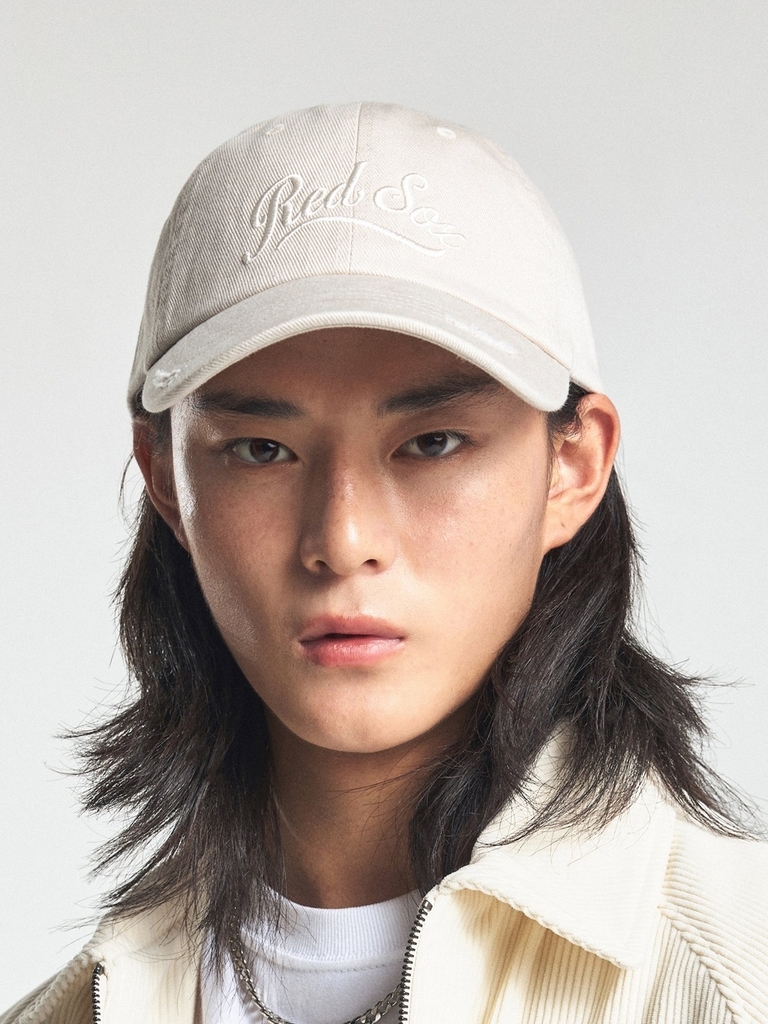 Nón MLB Korea Vintage Culsive Unstructured Ball Cap Boston Red Sox Cream