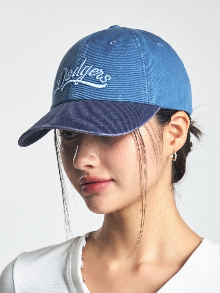 Nón MLB Korea Varsity Vintage Culsive Color Block Unstructured Ball Cap LA Dodgers Indigo