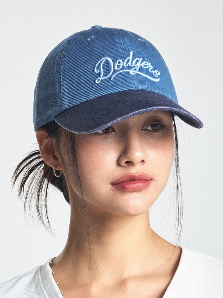 Nón MLB Korea Varsity Vintage Culsive Color Block Unstructured Ball Cap LA Dodgers Indigo