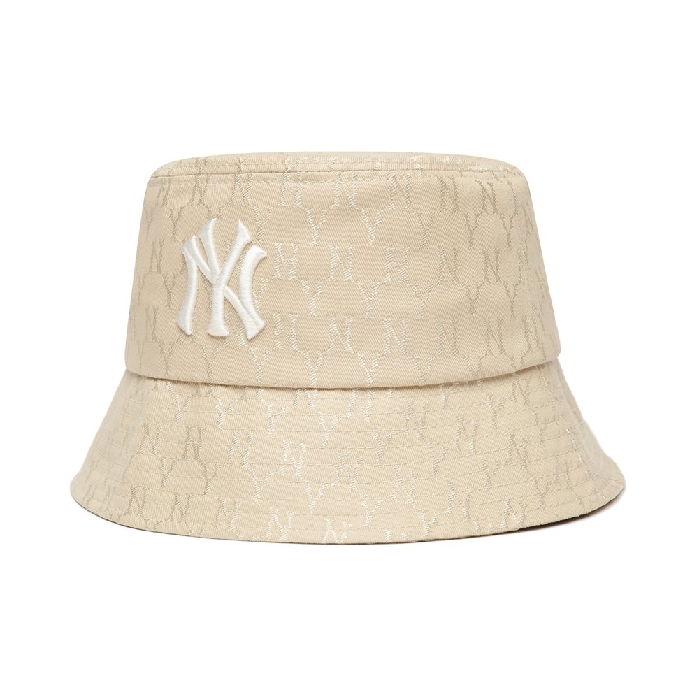 Nón MLB Monogram Classic Jacquard Bucket Hat New York Yankees Beige