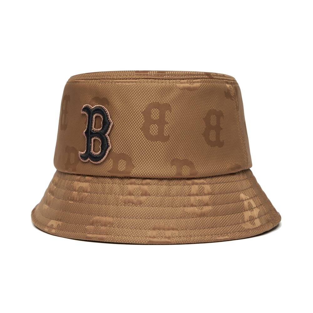 Nón MLB Monogram Nylon Bucket Hat Boston Red Sox D.Beige