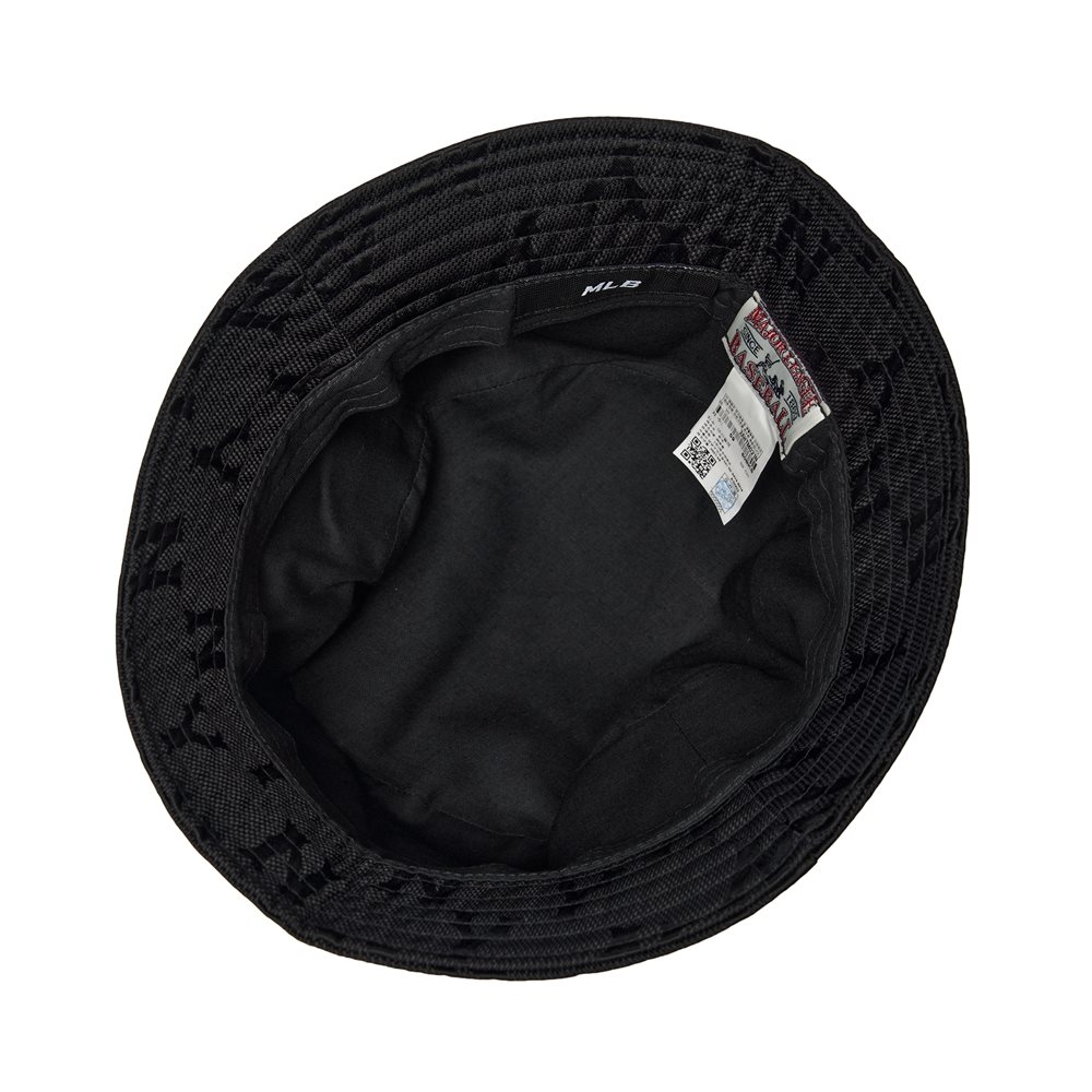 Nón MLB Monogram Nylon Bucket Hat New York Yankees Black