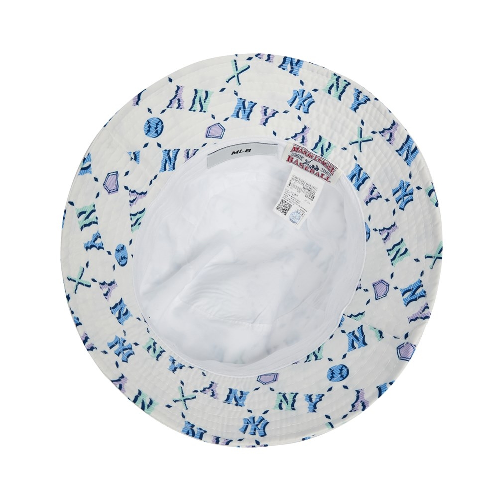 Nón MLB Monogram Summer Bucket Hat New York Yankees White