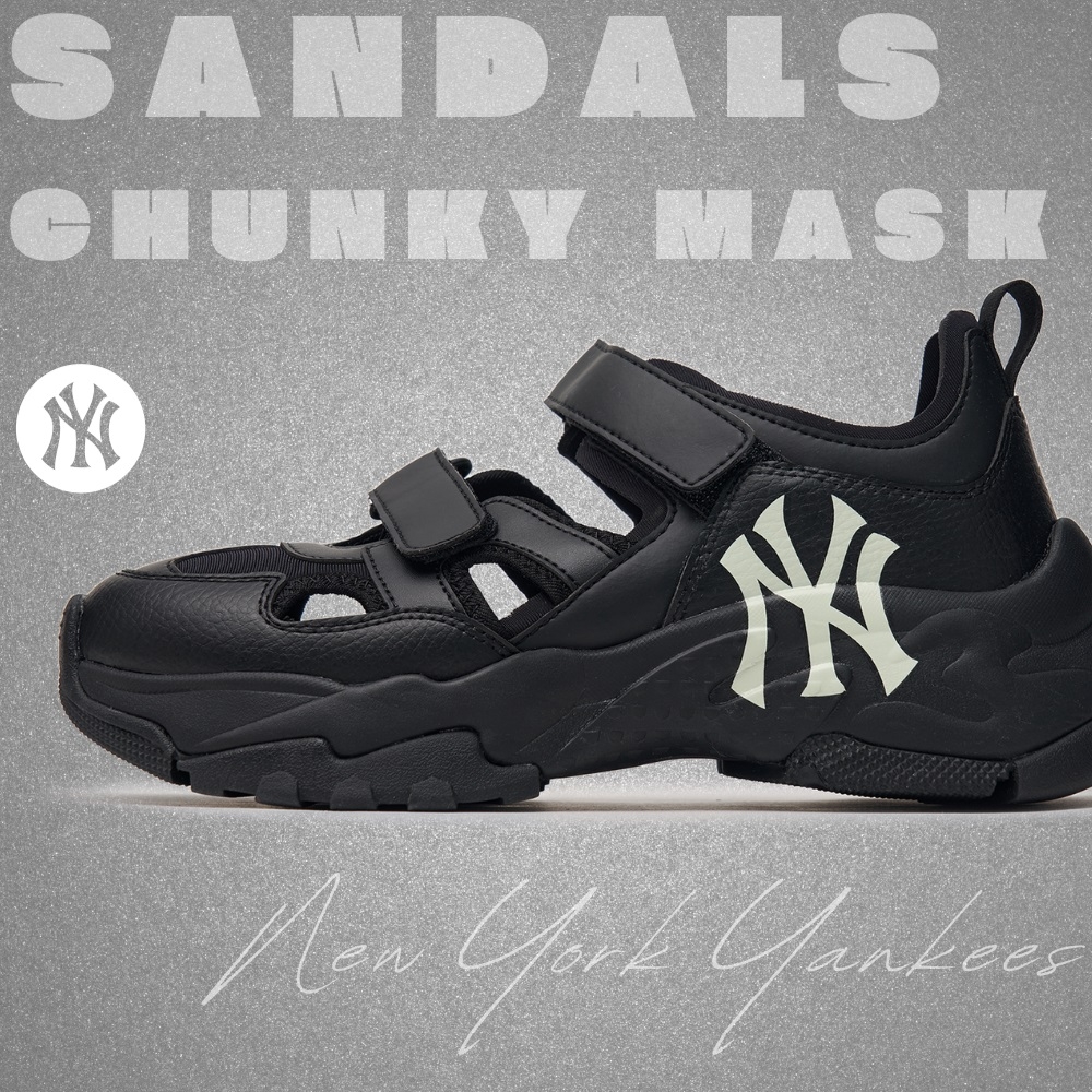 Sandals MLB Korea [Women's Size] BigBall Chunky Mask New York Yankees Black